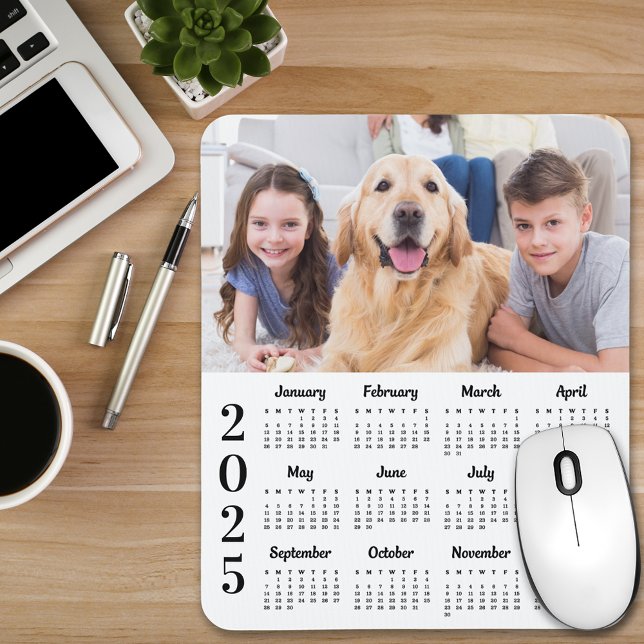 Mousepad Foto Simples do Calendário Moderno de 2025 - 12 Me (Criador carregado)