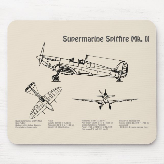 Mousepad Foto Supermarinha - Avião Blueprint SD (Frente)