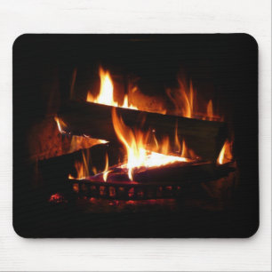 Mousepad Fotografia da cena de inverno quente em lareira