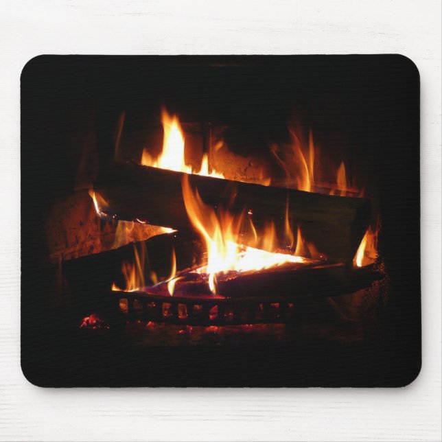 Mousepad Fotografia da cena de inverno quente em lareira (Frente)