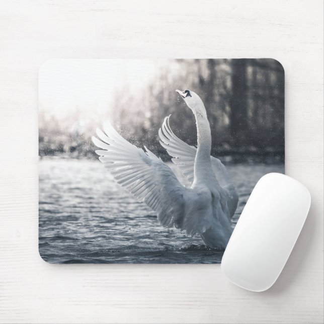 Mousepad Fotografia da natureza do cisne branco (Com mouse)