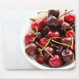 Mousepad Fotografia de Cerejas Vermelhas Frescas numa Tigel