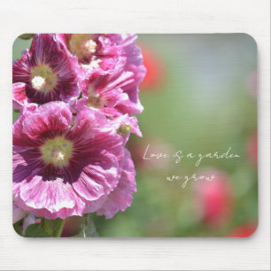 Mousepad Fotografia de lindas flores cor-de-rosa de malvaís