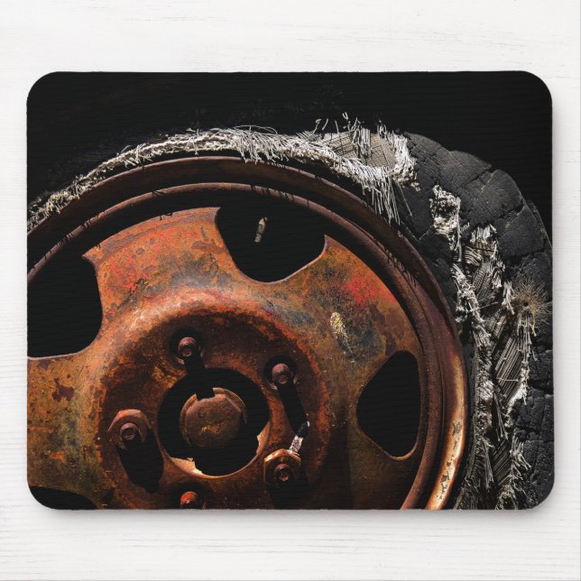 Mousepad Fotografia do Macro do Pneus Torn Roda enferrujada (Frente)