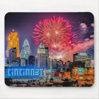 Mousepad Fotografia do Skyline Cincinnati 2019 do WEBN Fire