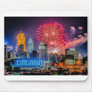 Mousepad Fotografia do Skyline Cincinnati 2019 do WEBN Fire