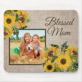 Mousepad Fotos de Mãe Abençoada com Girassóis Amarelos em L