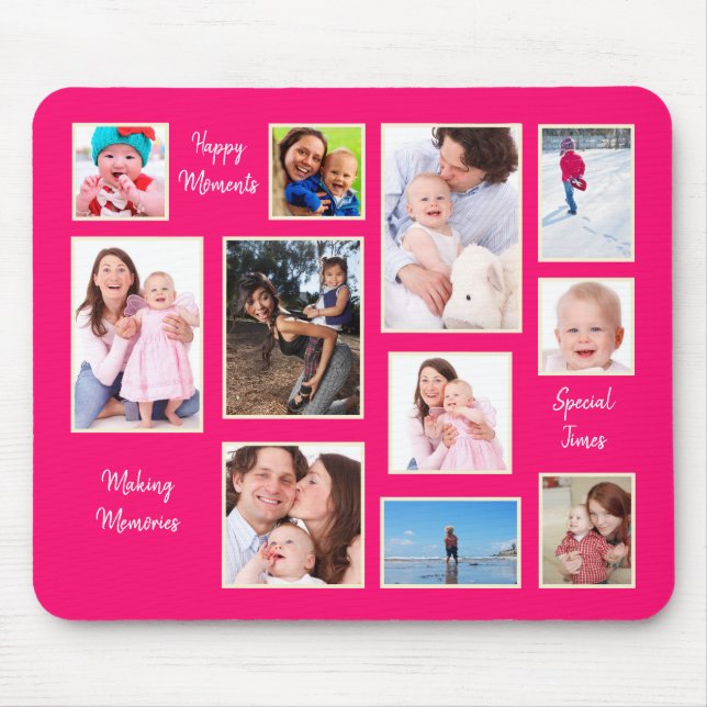 Mousepad Fotos Modernas Collage Typografia Momentos Felizes (Frente)