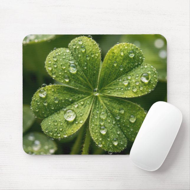 Mousepad Four-leaf Clover With Raindrops (Com mouse)