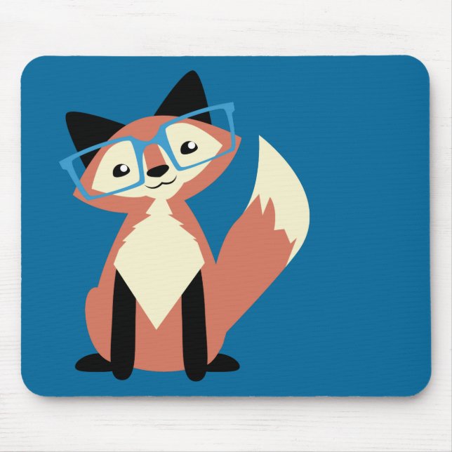 Mousepad Fox bonito dos vidros do hipster (Frente)