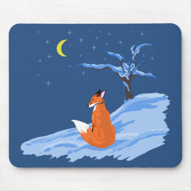 Mousepad Fox da noite do inverno (Frente)