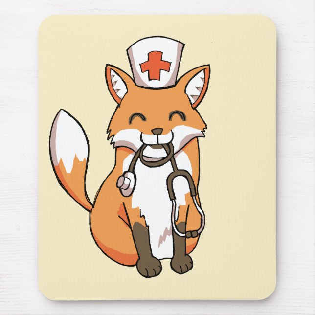 Mousepad Fox do doutor ou da enfermeira que tira o tapete (Frente)