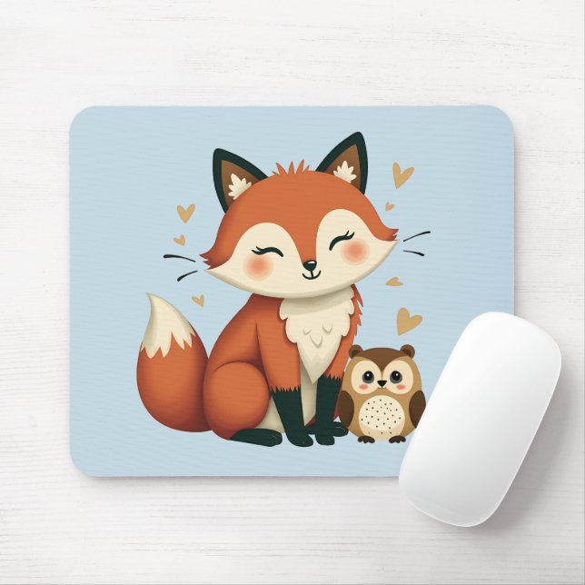 Mousepad Fox e Coruja Cachorro (Com mouse)