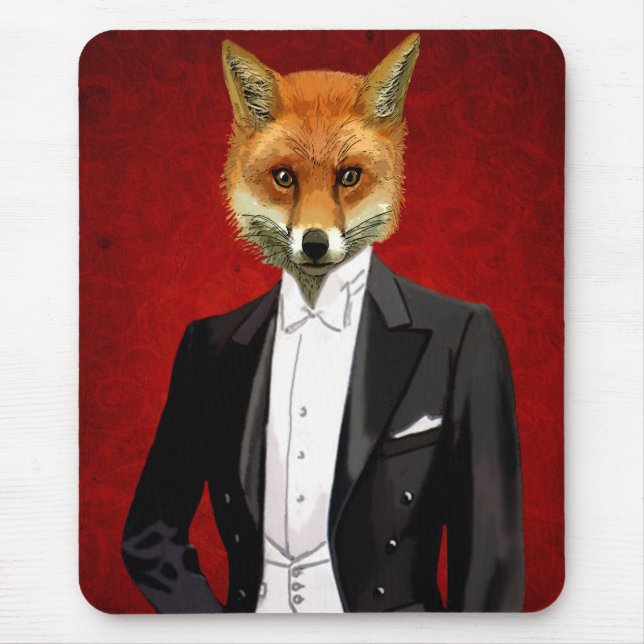 Mousepad Fox Em Fato De Noite, Retrato (Frente)
