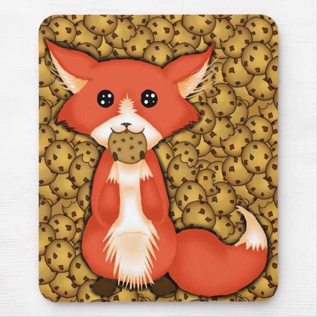 Mousepad Fox Eyed grande bonito que come um biscoito (Frente)