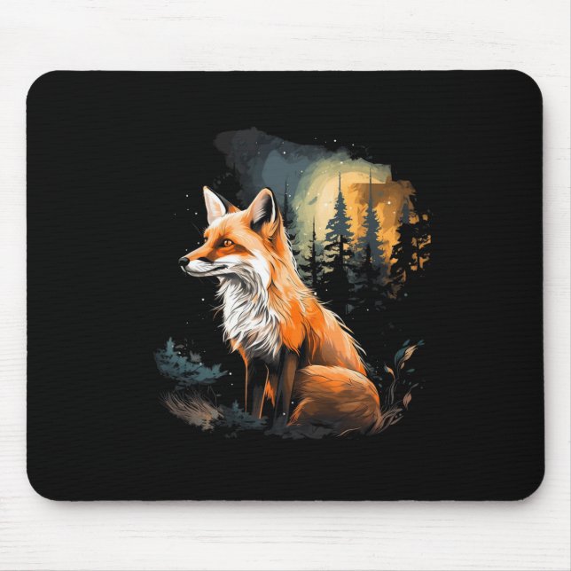 Mousepad Fox Forest Nature Lover Montanhas Caminhando Campa (Frente)