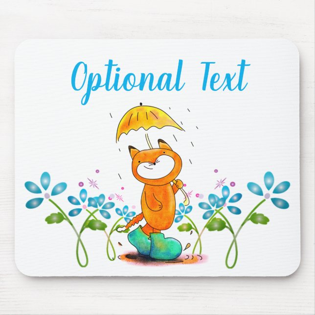 Mousepad Fox Primavera Inspiradora com Guarda-chuvas (Frente)