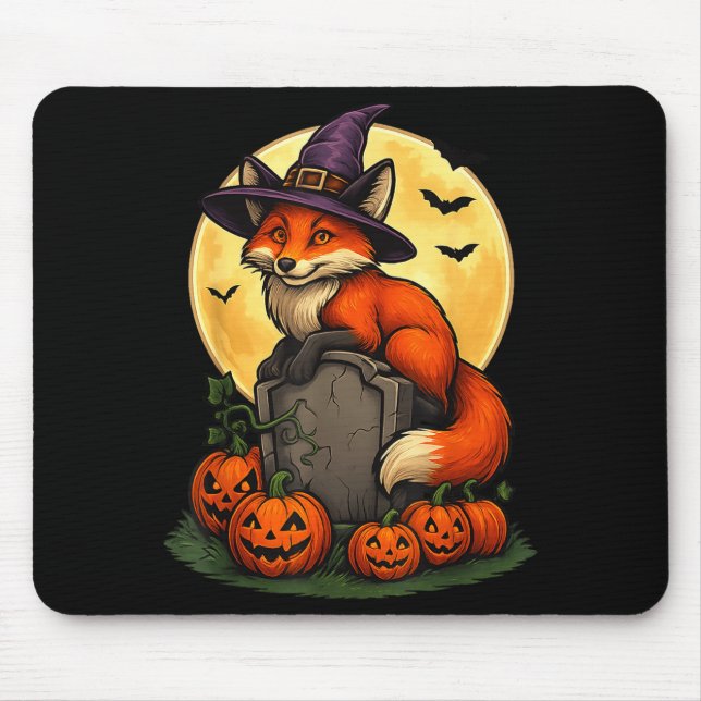 Mousepad Fox Pumpkin Halloween Tees For Men Women Girls Cos (Frente)