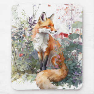 Mousepad Fox Retrait Animal Painting Willife Outdoor Art