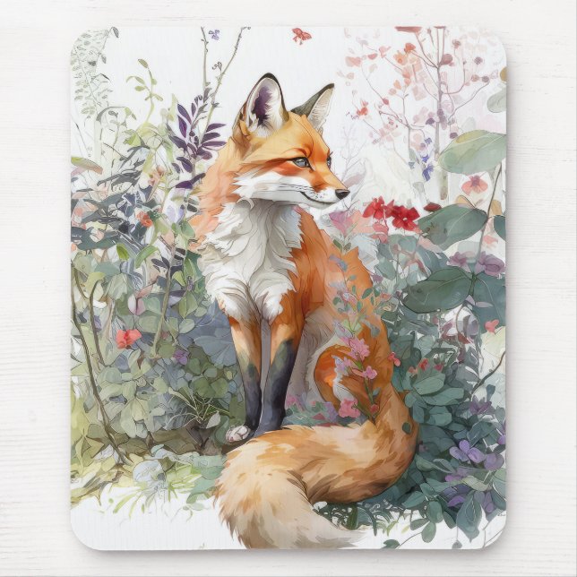 Mousepad Fox Retrait Animal Painting Willife Outdoor Art (Frente)