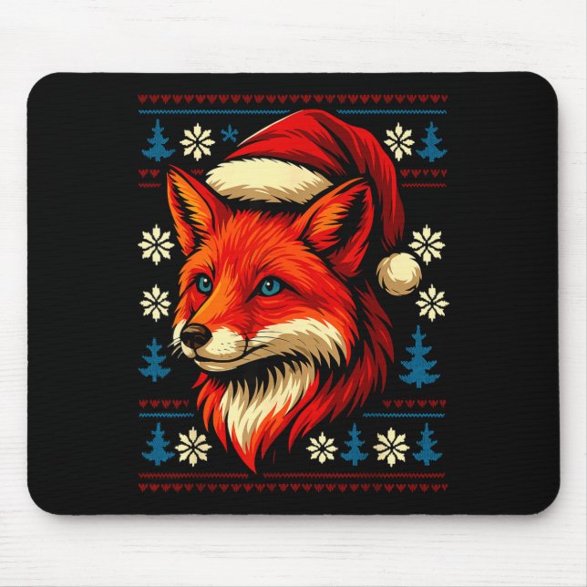 Mousepad Fox Ugly Christmas Sweater  (Frente)