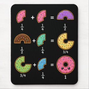 Mousepad Frações de Donut Humor de Aprendizado de Matemátic