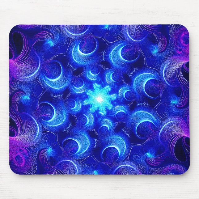 Mousepad Fractais Azuis da Lua Crescente (Frente)