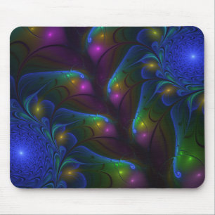 Mousepad Fractal Abstrato de Disquete Moderno e Luminoso Co