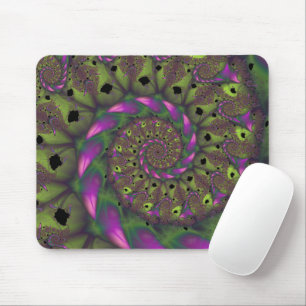 Mousepad Fractal com Formas Péticas Verde Roxo e Rosa
