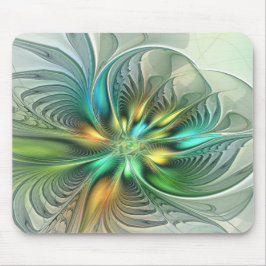 Mousepad Fractal de Flor Abstrato moderna fantasia colorida