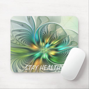 Mousepad Fractal de Flor Moderna de Fantasy Abstrato