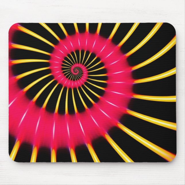 Mousepad Fractal em Espiral Rosa e Amarelo Neon (Frente)