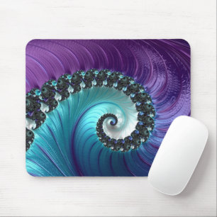 Mousepad Fractal Espiral Com Gradiente De Turquesa Roxo abs