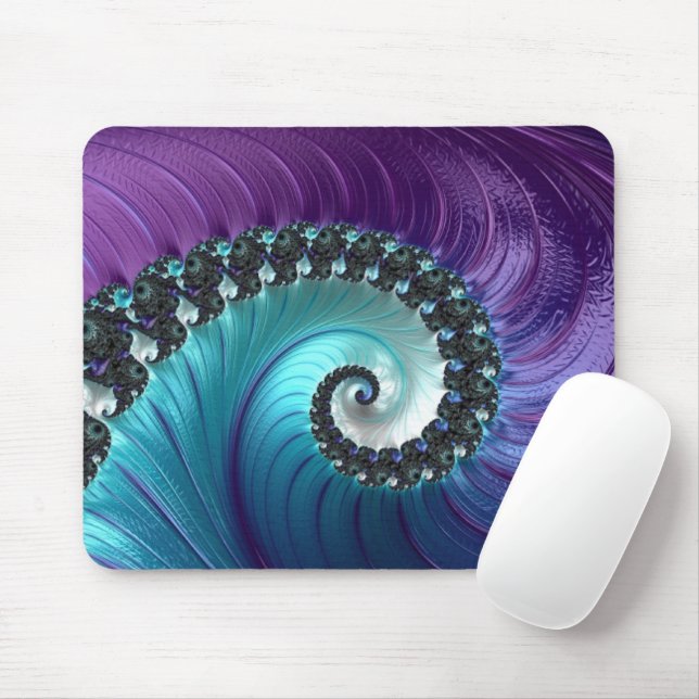 Mousepad Fractal Espiral Com Gradiente De Turquesa Roxo abs (Com mouse)