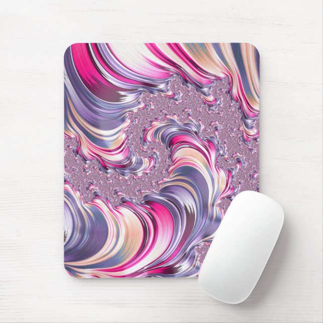 Mousepad Fractal espiral roxa-abstrato cor-de-rosa (Com mouse)