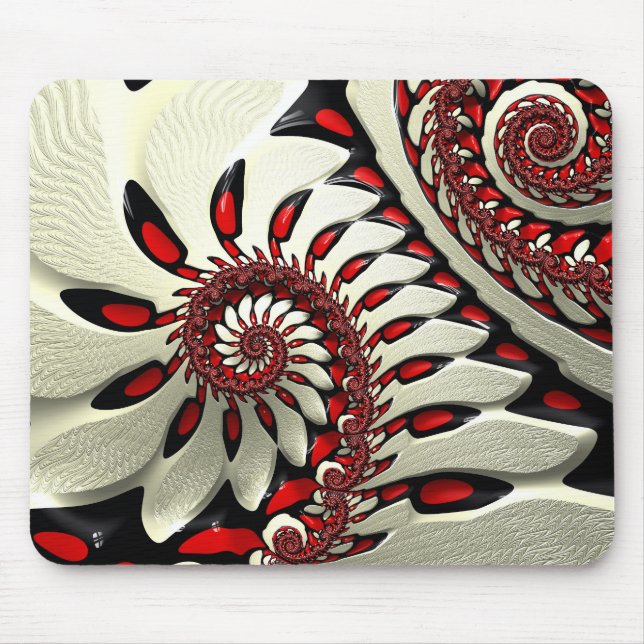 Mousepad Fractal espiral vermelho & preto (Frente)