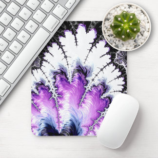 Mousepad Fractal Gradiente Preto Branco Roxo Moderno