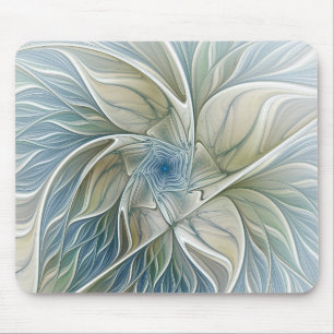 Mousepad Fractal Khaki azul do abstrato ideal floral do