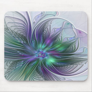 Mousepad Fractal moderno da arte abstracta da flor verde