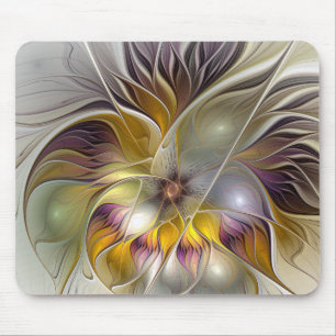 Mousepad Fractal moderno da flor colorida abstrata da
