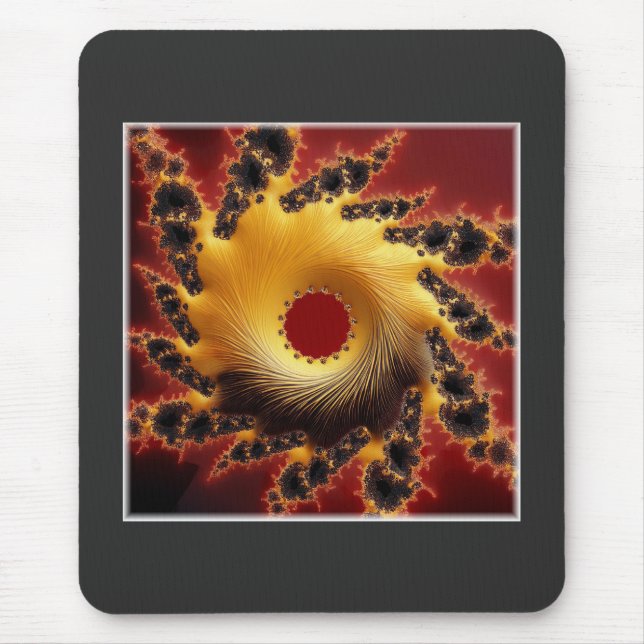 Mousepad Fractal Preto E Dourado Feito De Fios (Frente)