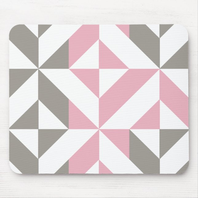 Mousepad Framboesa rosa e ZigZag geométrica prateada (Frente)