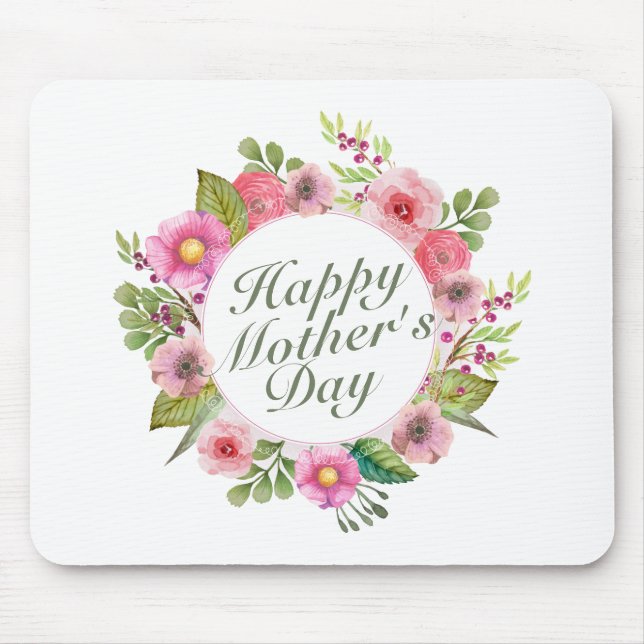 Mousepad Frame Floral de Dia de as mães Feliz Eleg (Frente)