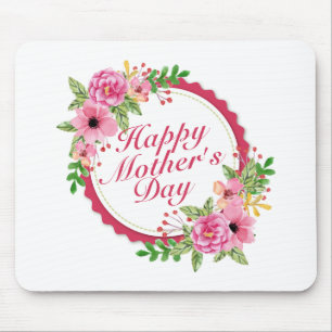 Mousepad Frame Floral de Dia de as mães Feliz Eleg