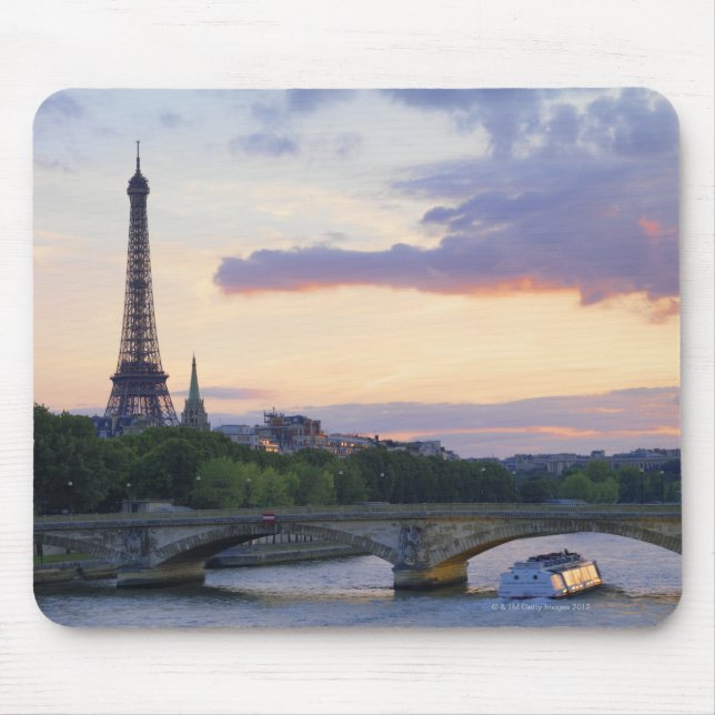 Mousepad França, Paris, barco turístico no rio Sena, Eiffel (Frente)