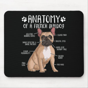 Mousepad Francês Bulldog Anatomy Frenchie Dog Proprietário