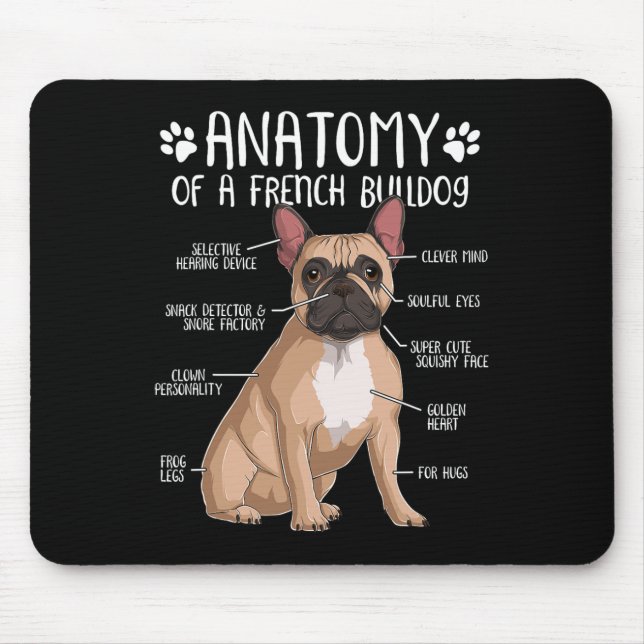 Mousepad Francês Bulldog Anatomy Frenchie Dog Proprietário (Frente)