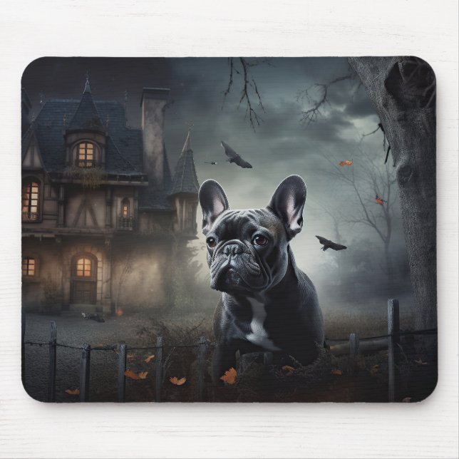 Mousepad Francês Bulldog Halloween Scary (Frente)