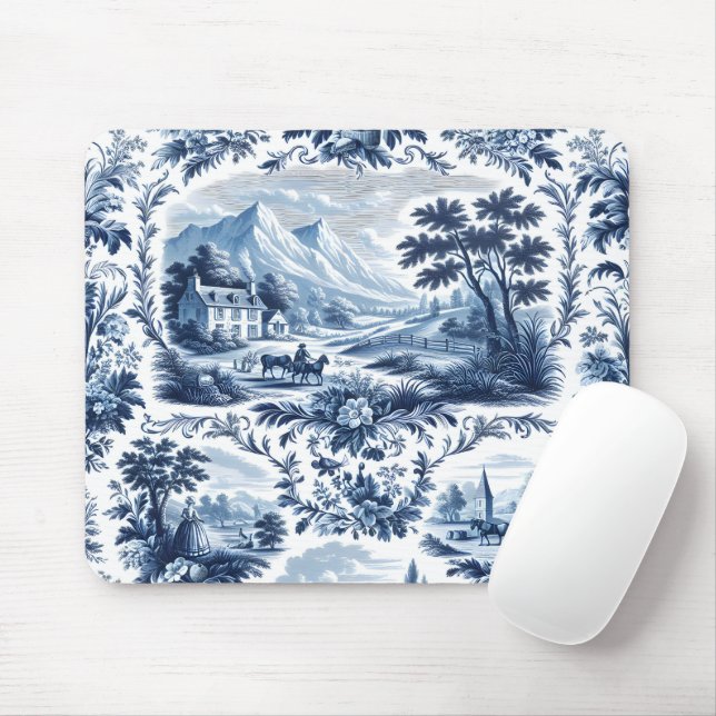 Mousepad Francês Country Blue Toile (Com mouse)
