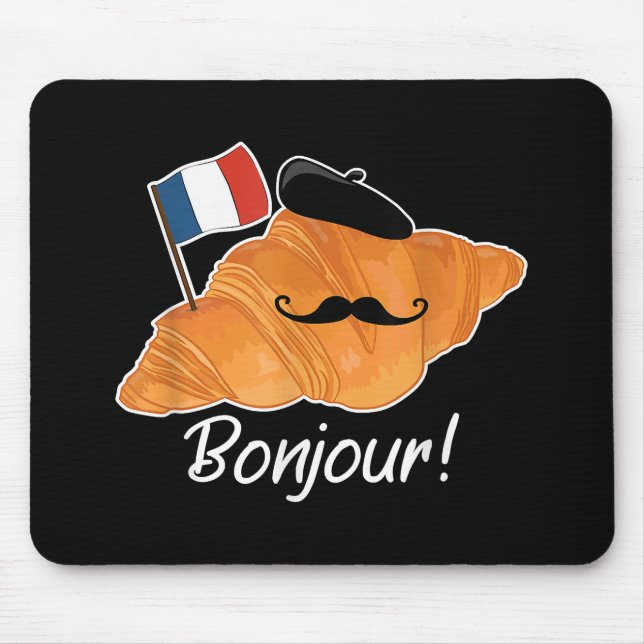 Mousepad Francês Croissant Lover França Bandeira Francófilo (Frente)